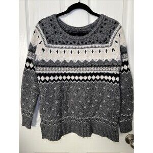 American Eagle Fair Isle Pullover Sweater Women's Small Round Neck Gray NEW
